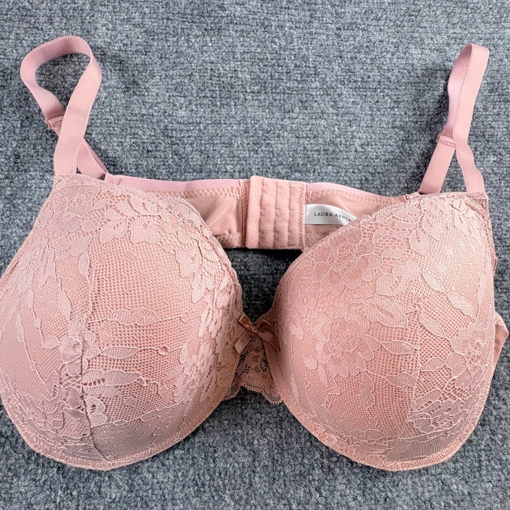Laura Ashley Lace Underwire Bra Womens 40D Blush Pink Floral Adjustable 3700-16